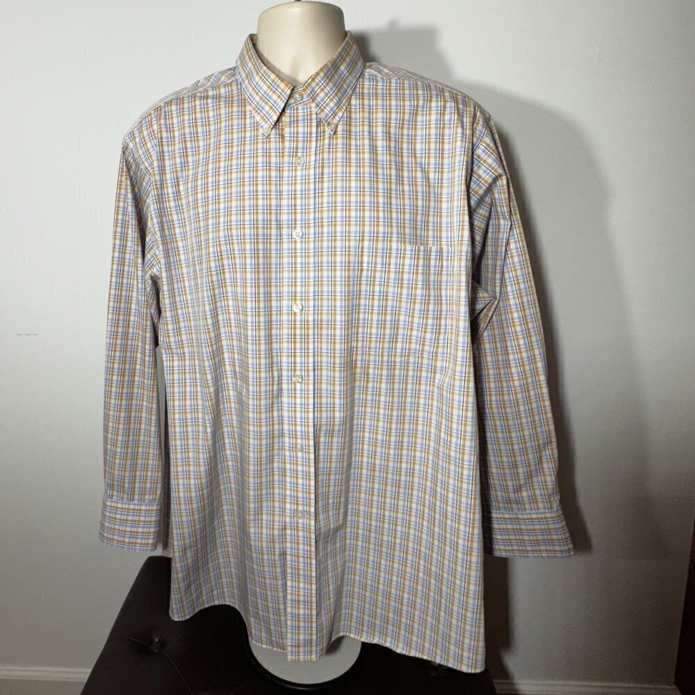 Men's Chaps Plaid Long Sleeve Button Down Dress Shirt - 17 1/2"